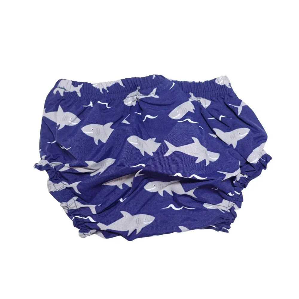 NWT Pottery Barn Kids Diaper Cover 6-12M Blue Gray Shark Print Water Resistant